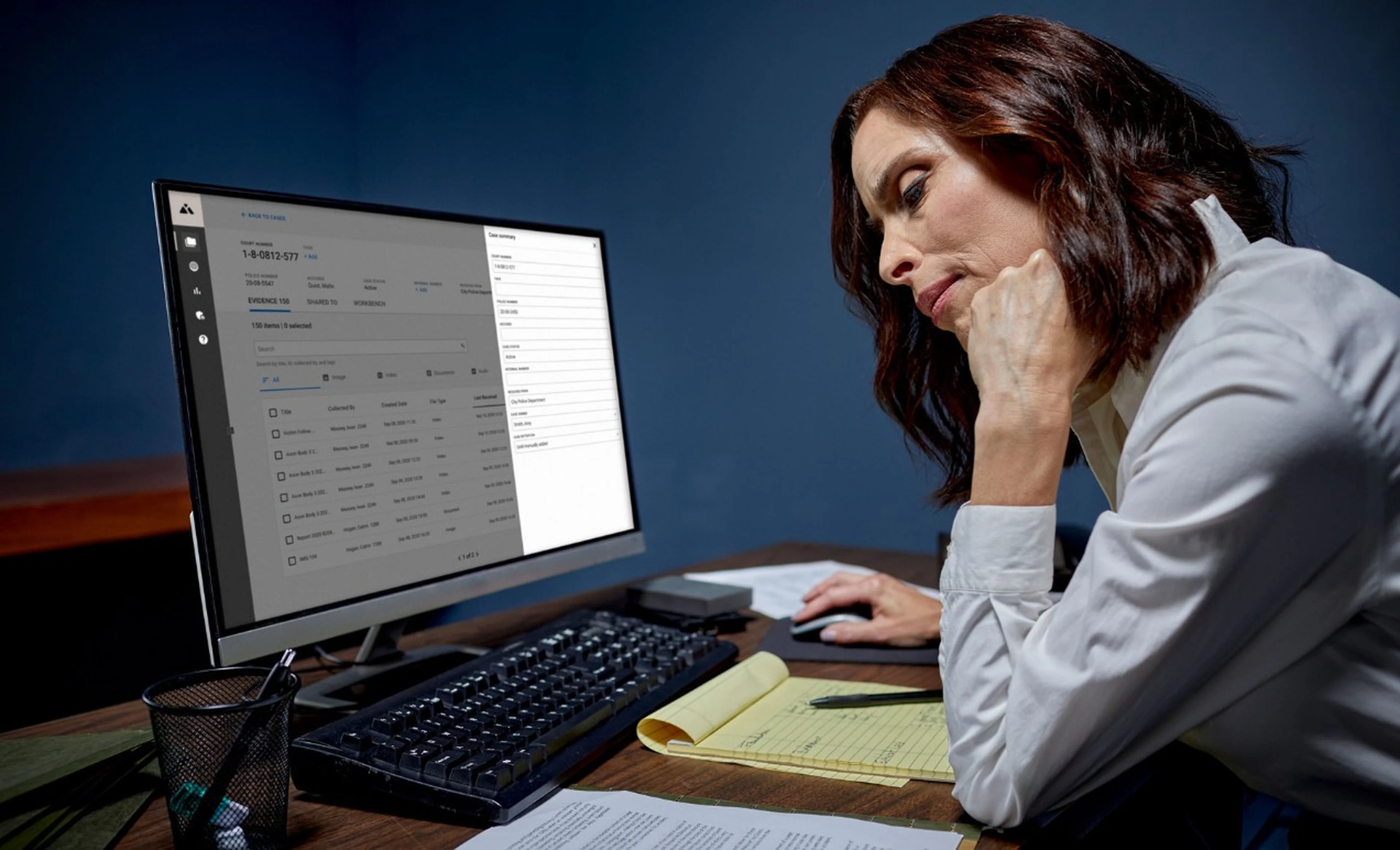 Attorney reviews digital evidence shared from a law enforcement agency