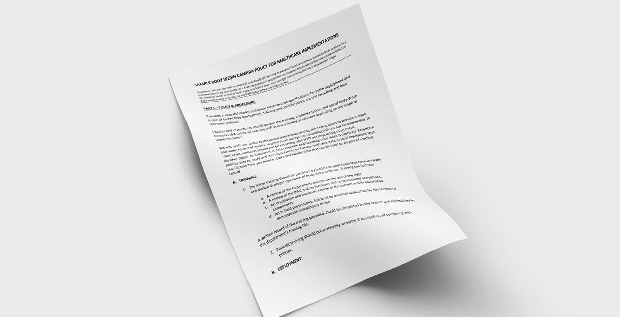 Sample Body Worn Camera Policy Healthcare Security