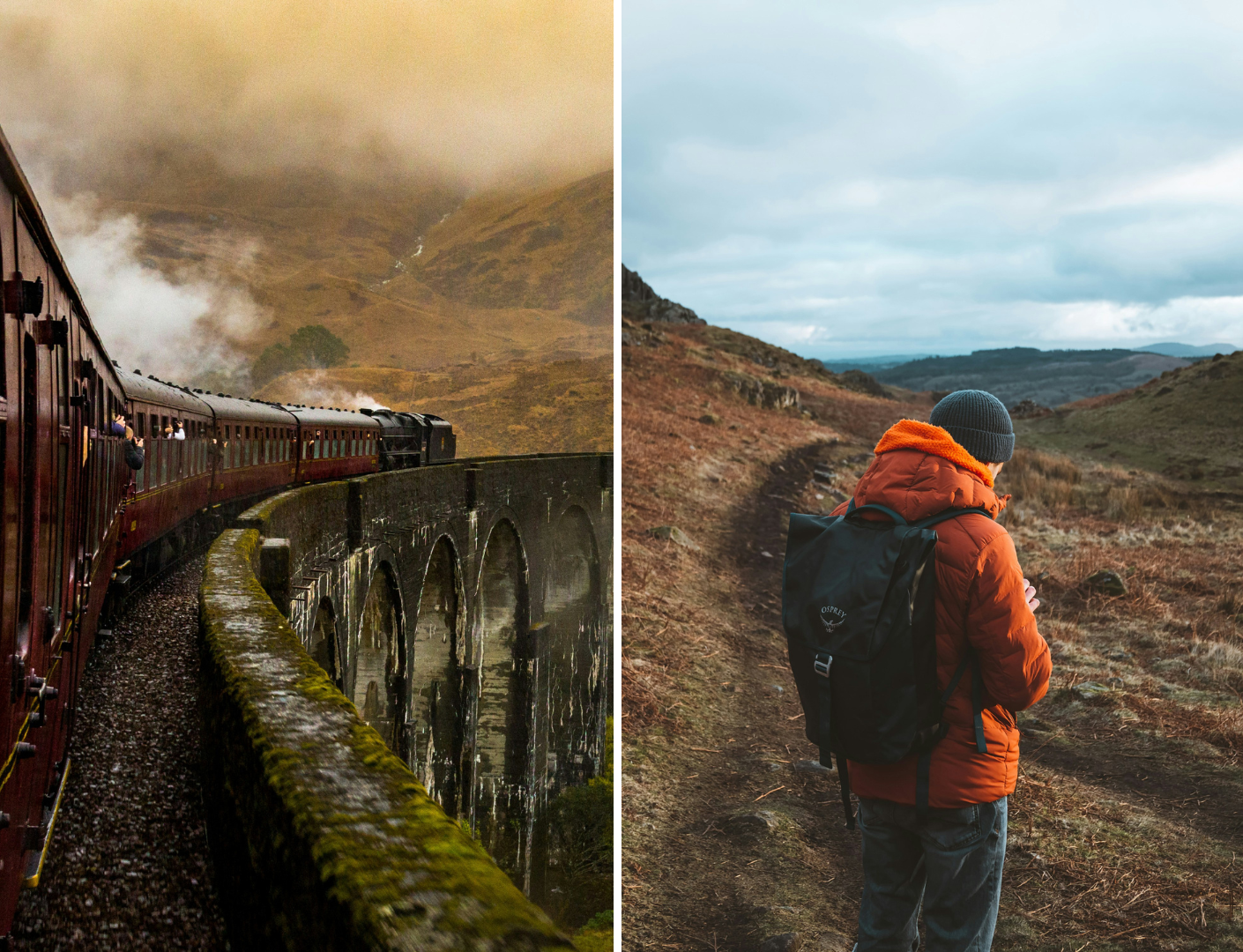 Prachtige trein en een toerist