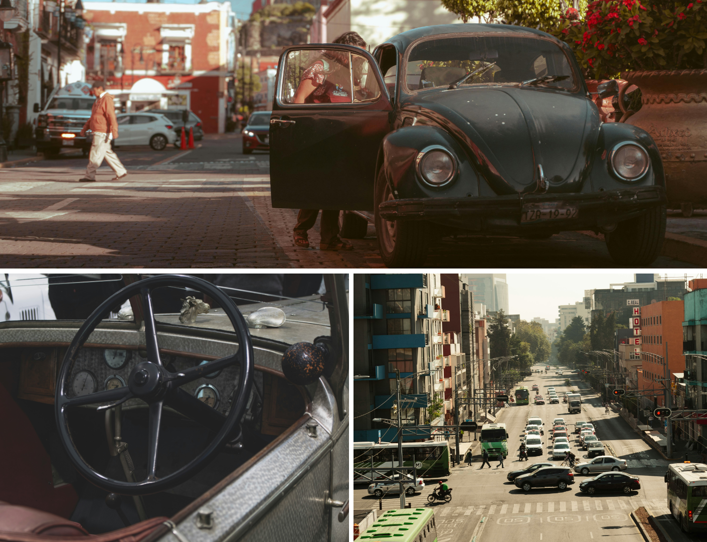 Prachtige oude auto en verkeer in Mexico