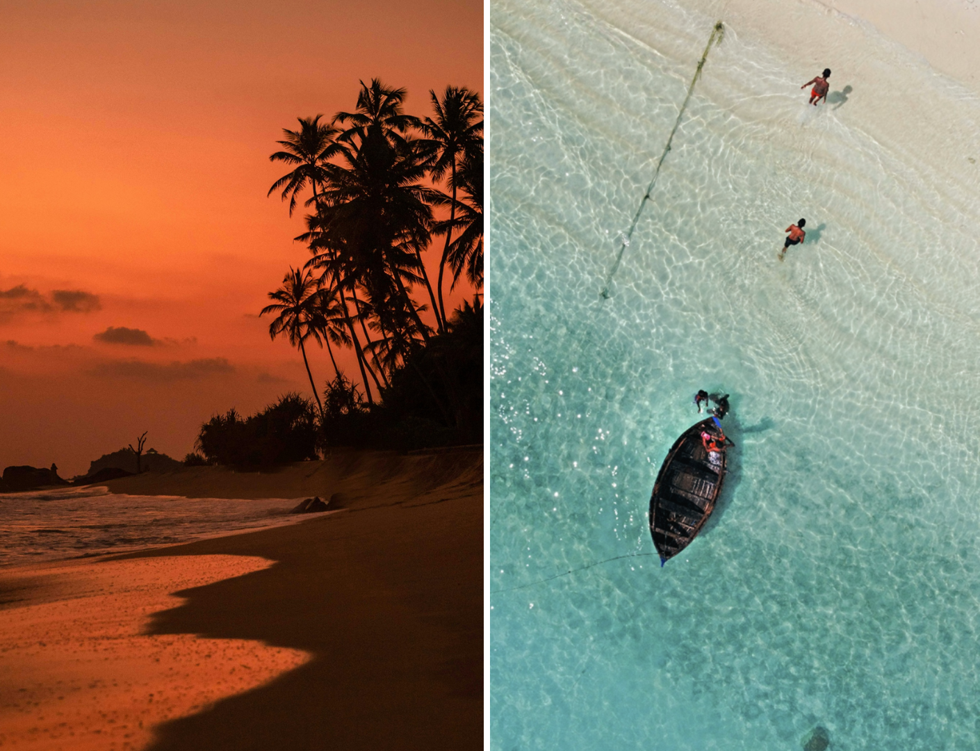 Mooie zonsondergang en prachtig helder blauw water