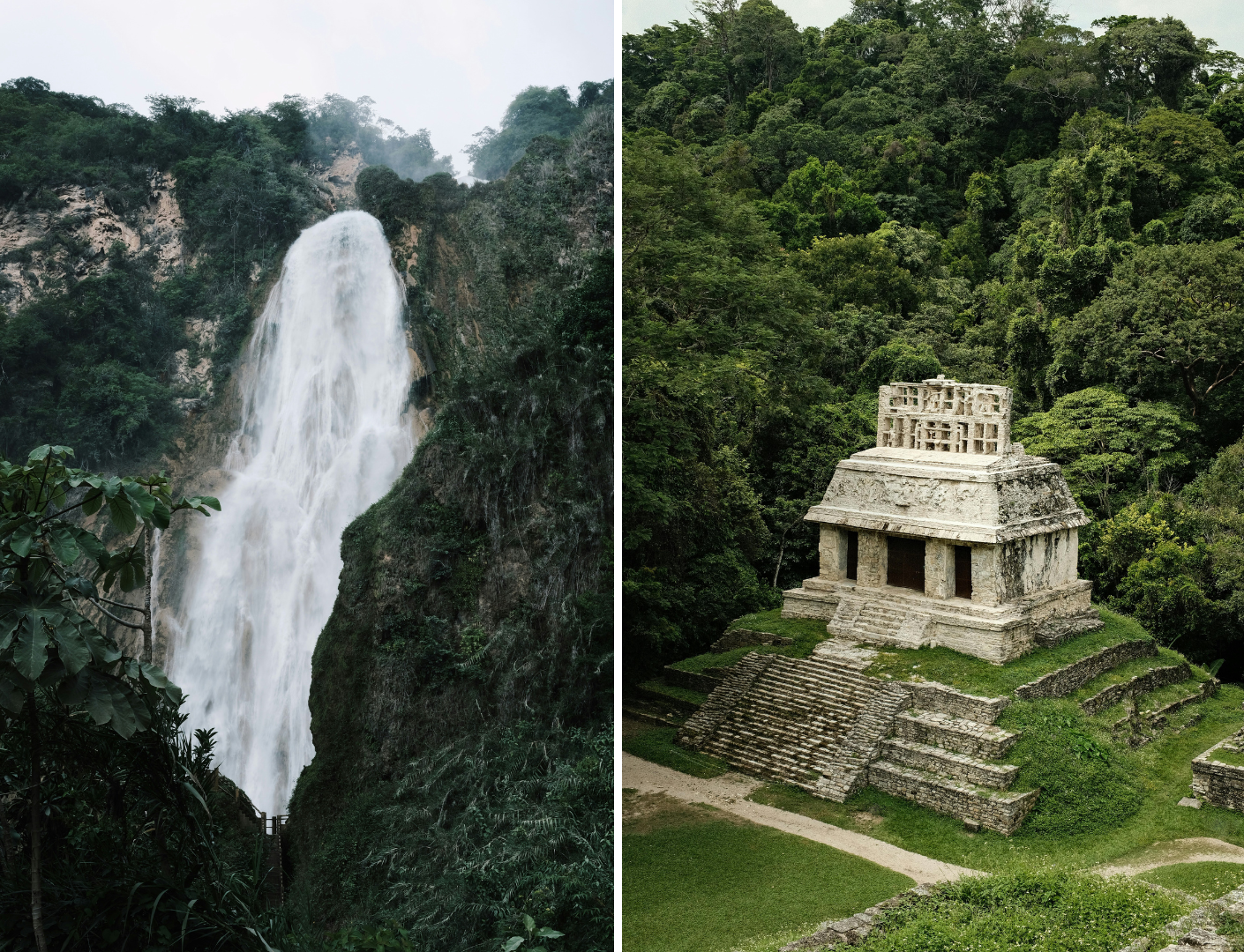 Prachtig oude ruine en waterval