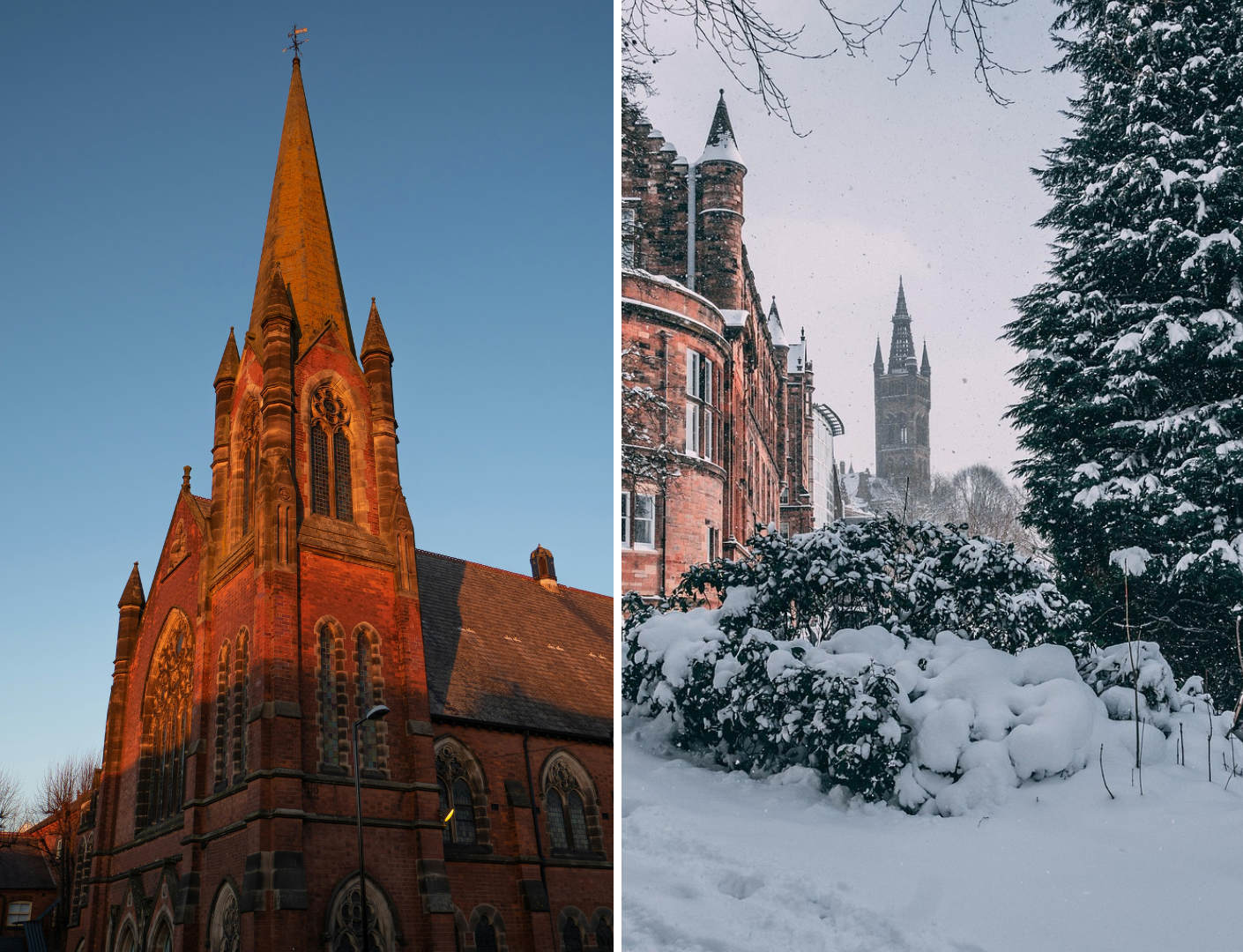 Glascow met mooi zonlicht en sneeuw