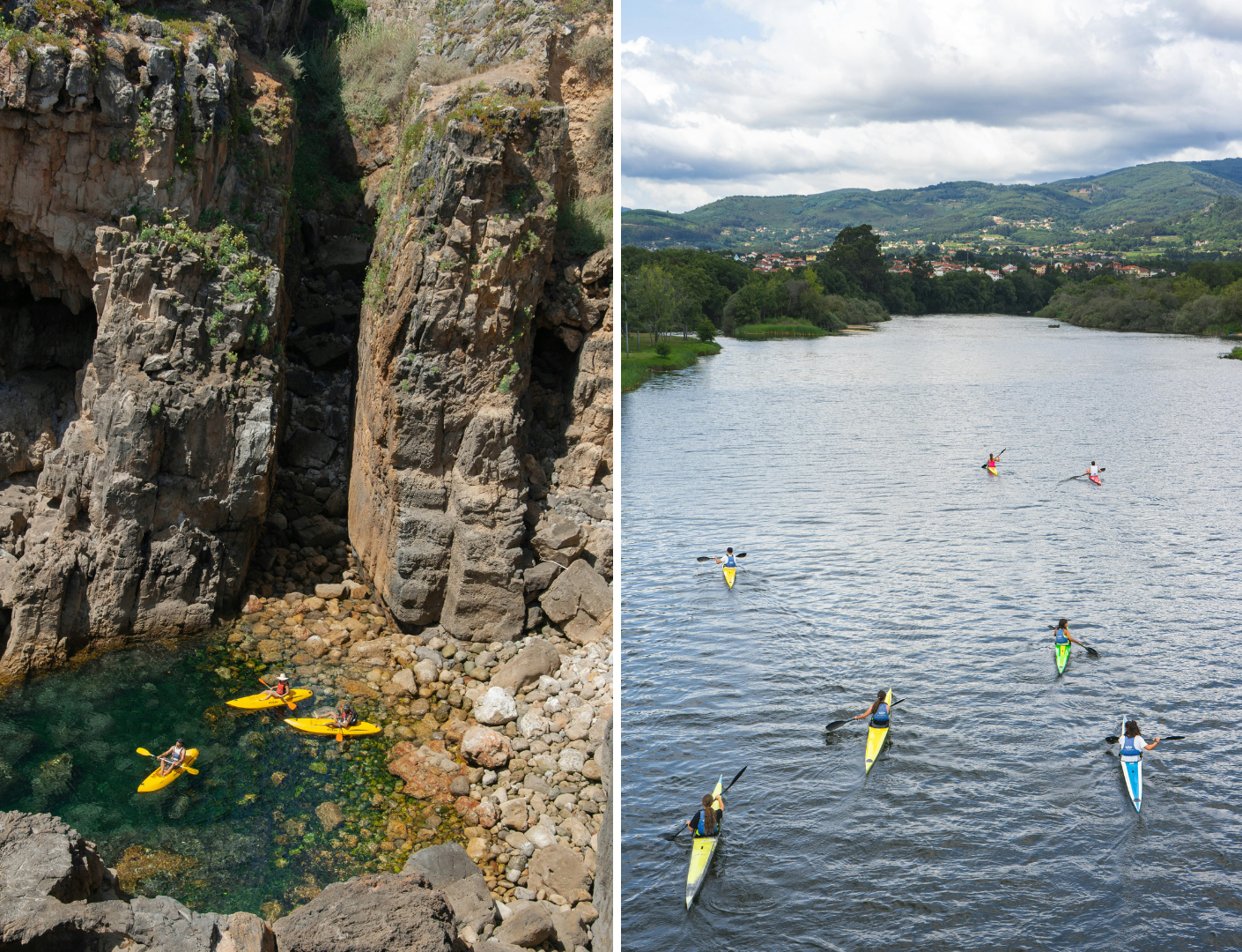 Mensen die aan het kanoën zijn in prachtig water van Alentetjo