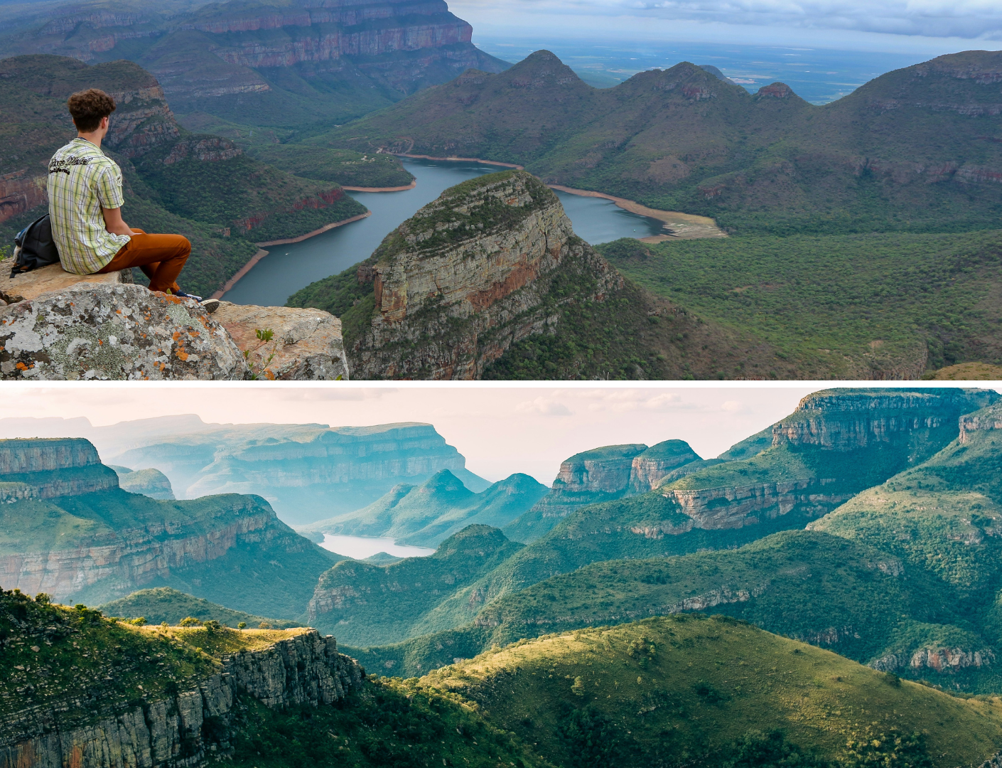 Persoon kijkt uit op de Blyde river Canyon