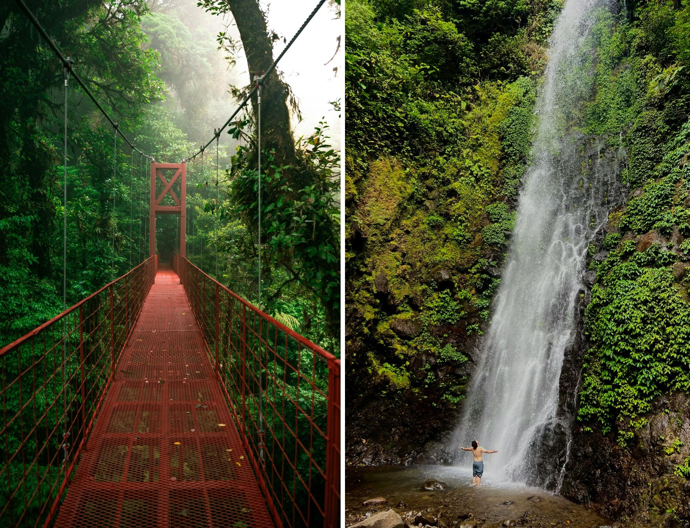 Hangbruggen en watervallen in Monteverde