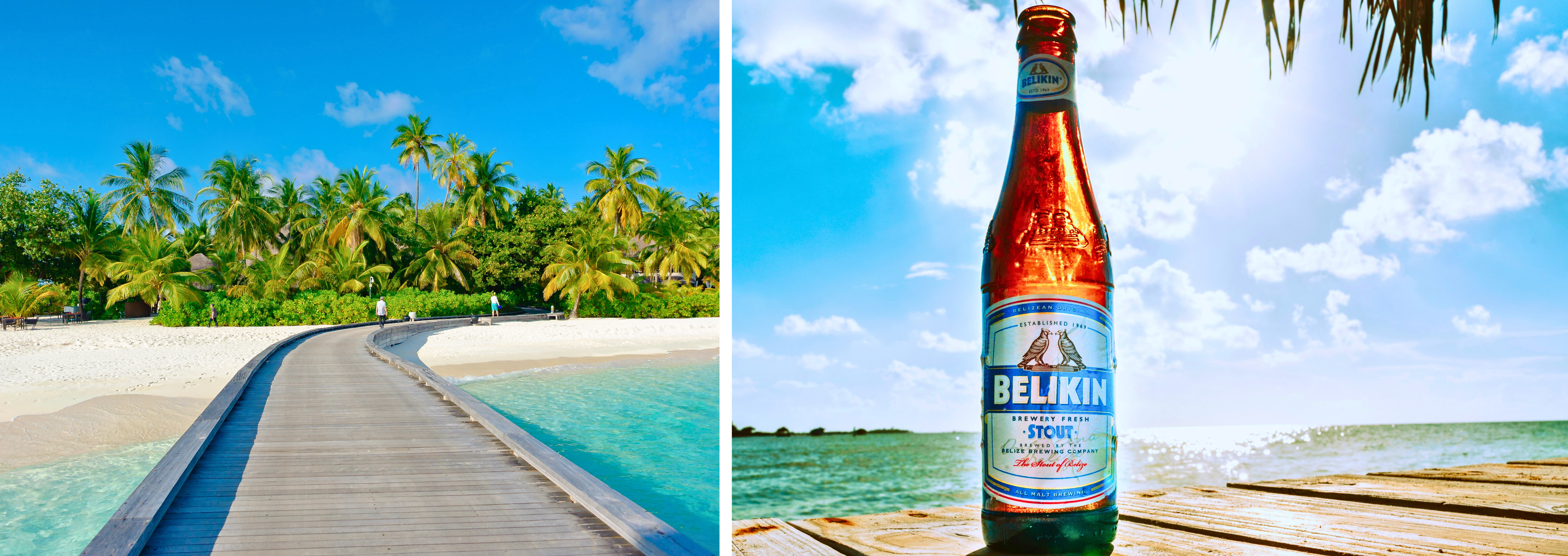 Links strand rechts bier