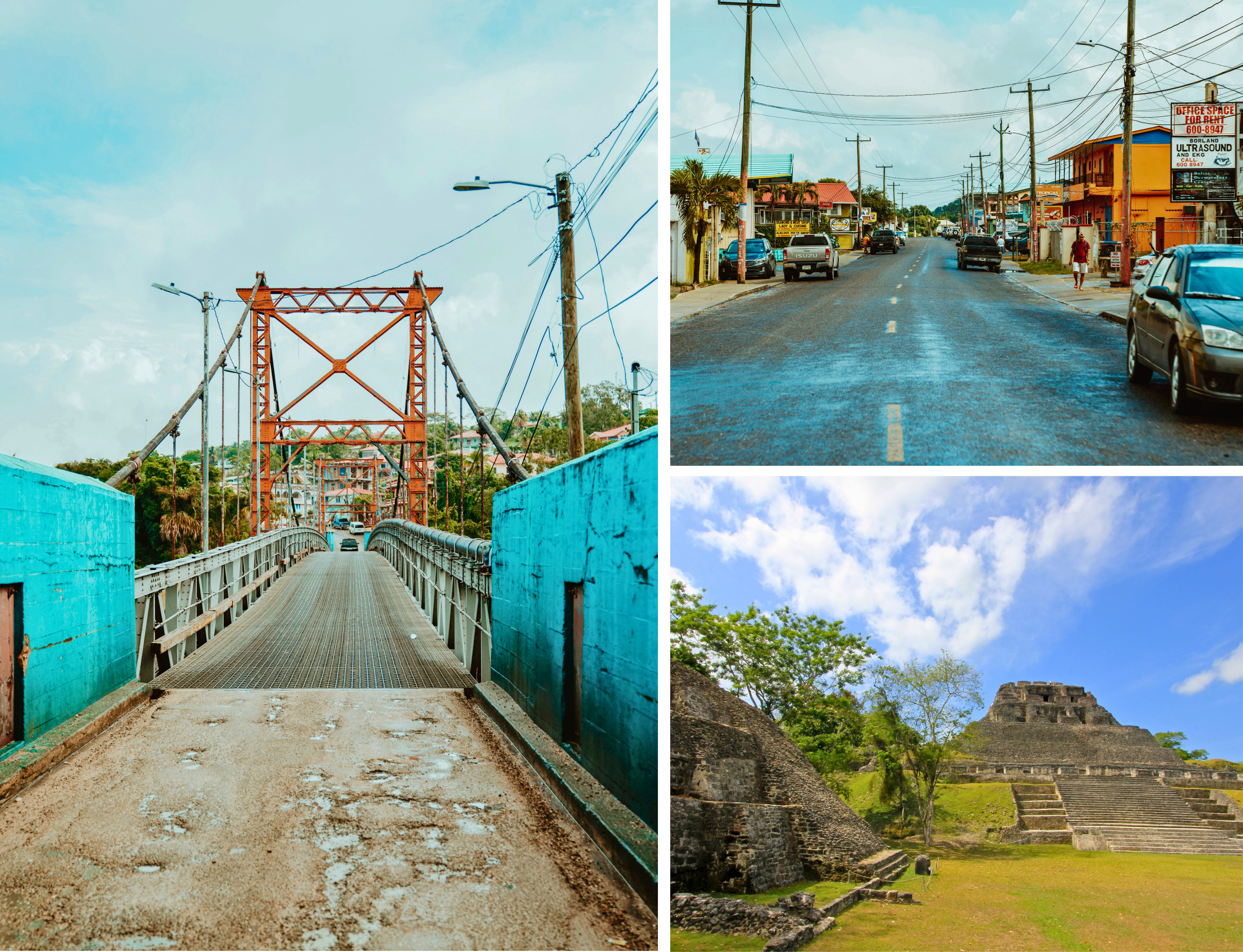 San Ignacio brug, dorpje en Maya ruïnes van Xunantunich