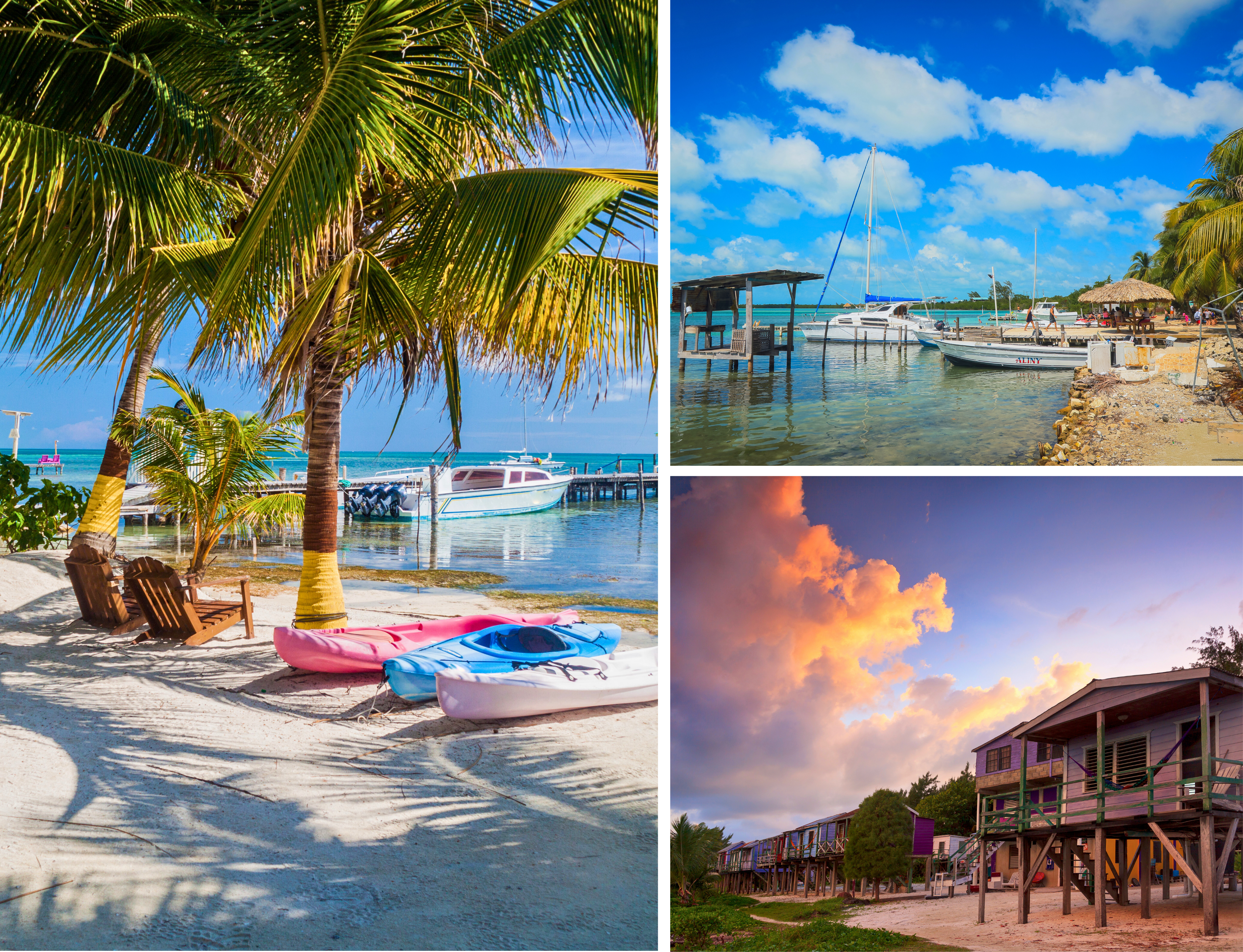 Caye Caulker bootjes op het strand