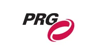 The image shows a logo with the letters "PRG" in black and a red elliptical shape to the right.