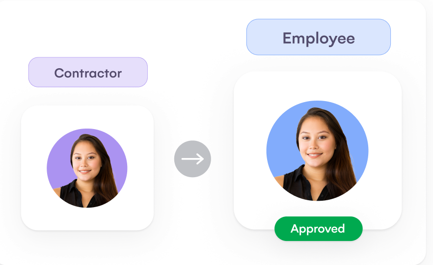 Contractor converted to employee on one platform, marked approved