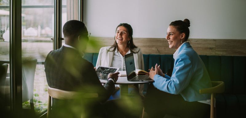 business owners enjoying conversation