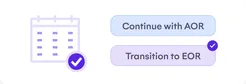 Quarterly review calendar with continue with AOR and transition to EOR options