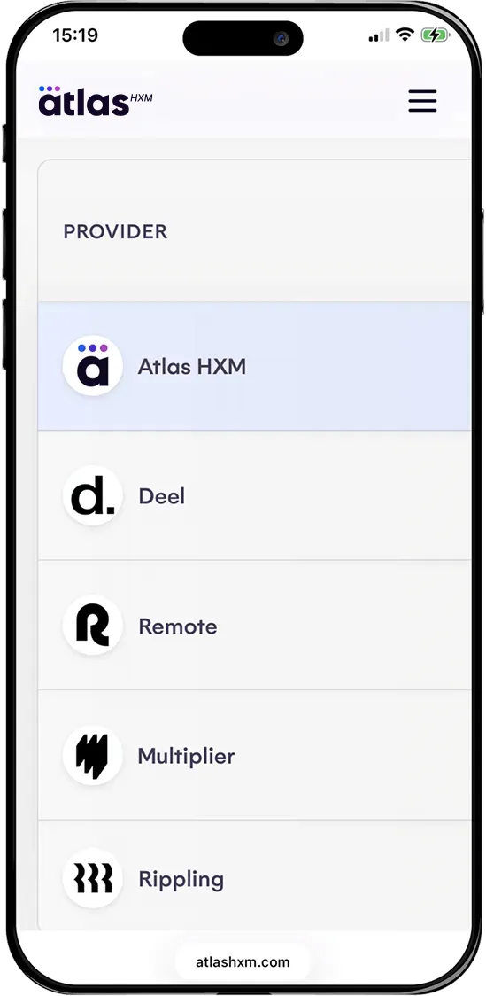 mobile view of eor competitor comparison table