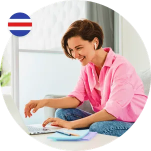 consulting person in circle desktop