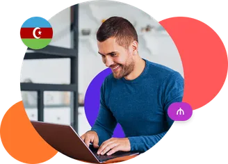 consulting person in circle decorated desktop