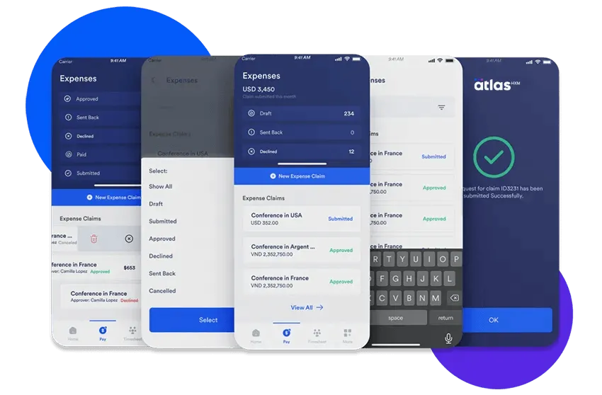 Screen demo of Atlas HXM Platform Expense Management