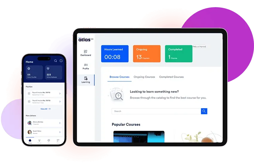 Screen demo of Atlas HXM Platform Atlas HXM Learning