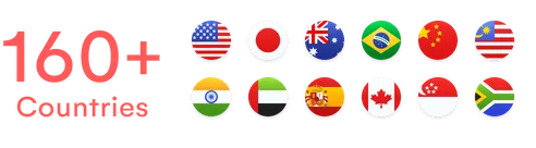 A selection of global flags with the words 160 + countries. 