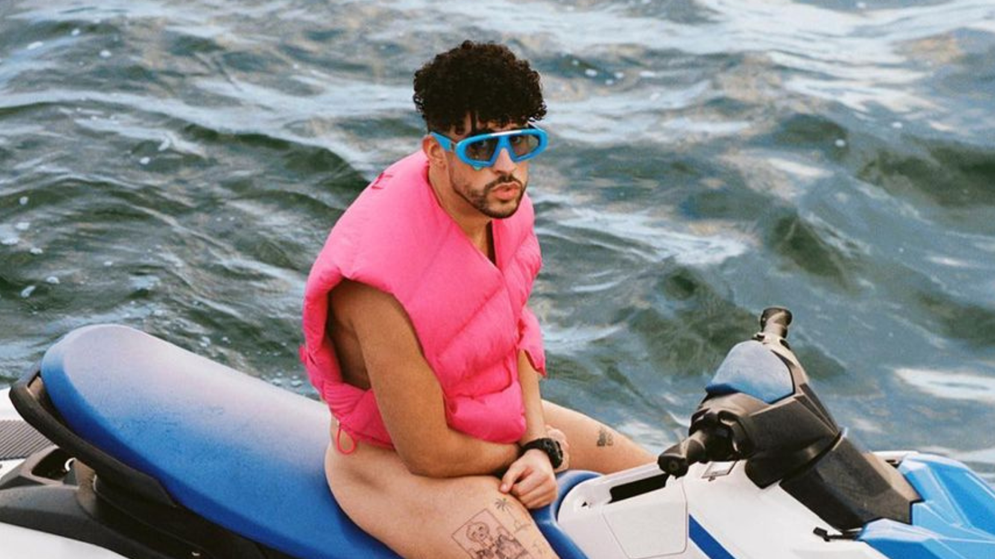 bad bunny jetski jacquemus ocean