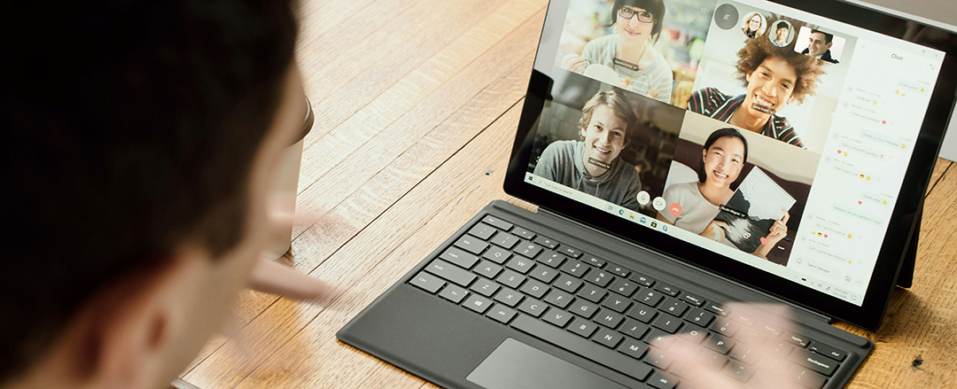 Remote collaboration video call connecting hybrid team members