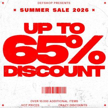 Promotional image for DefShop's Summer Sale 2026, highlighting up to 65% discount on over 10,000 items in bold red text.