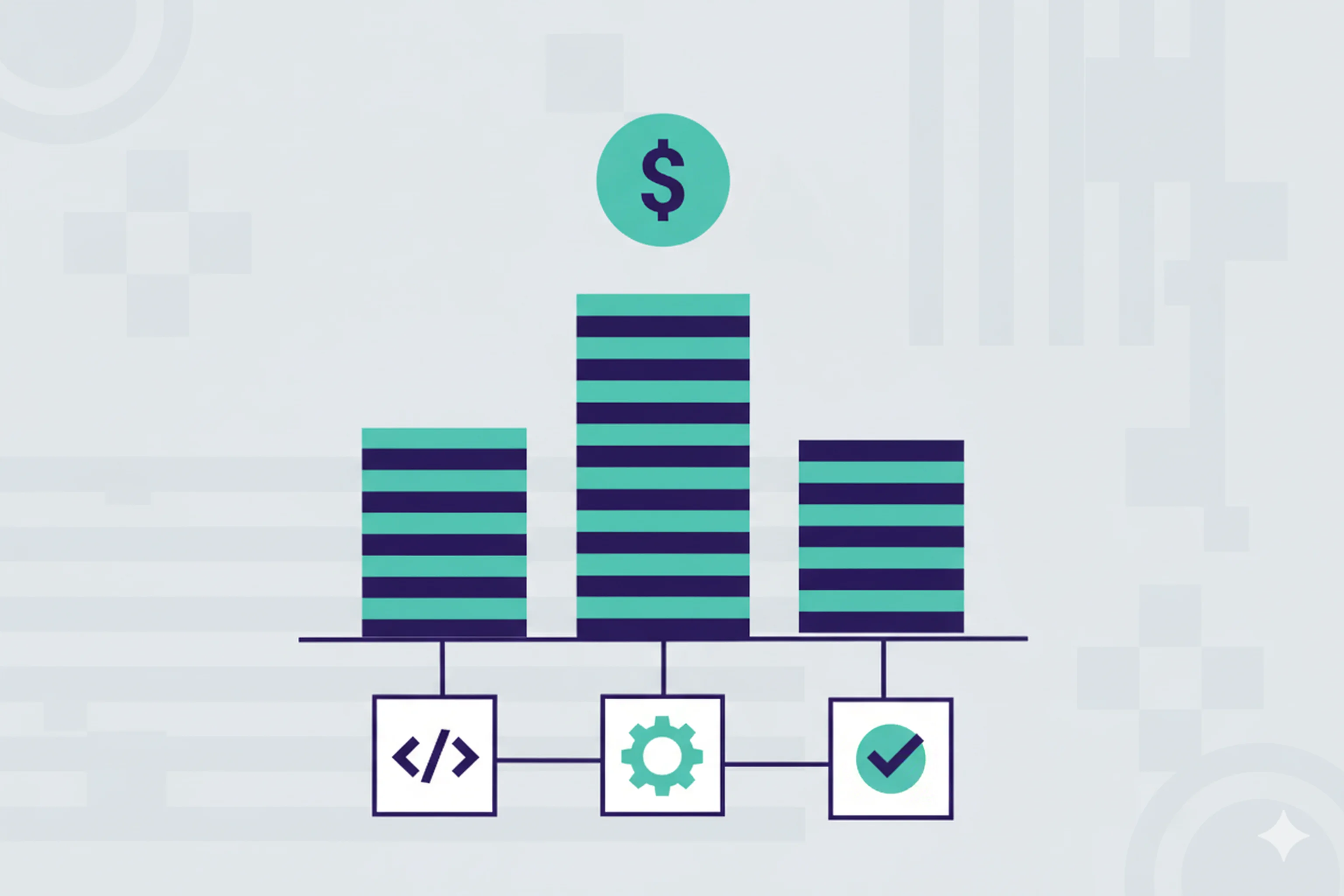 Abstract illustration of web application development cost.
