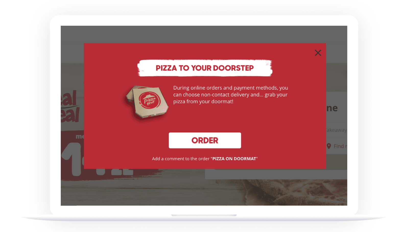 Pizza Hut's new feature - contact-free delivery