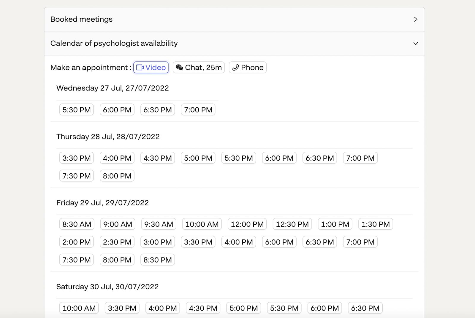 hearme application booking meeting