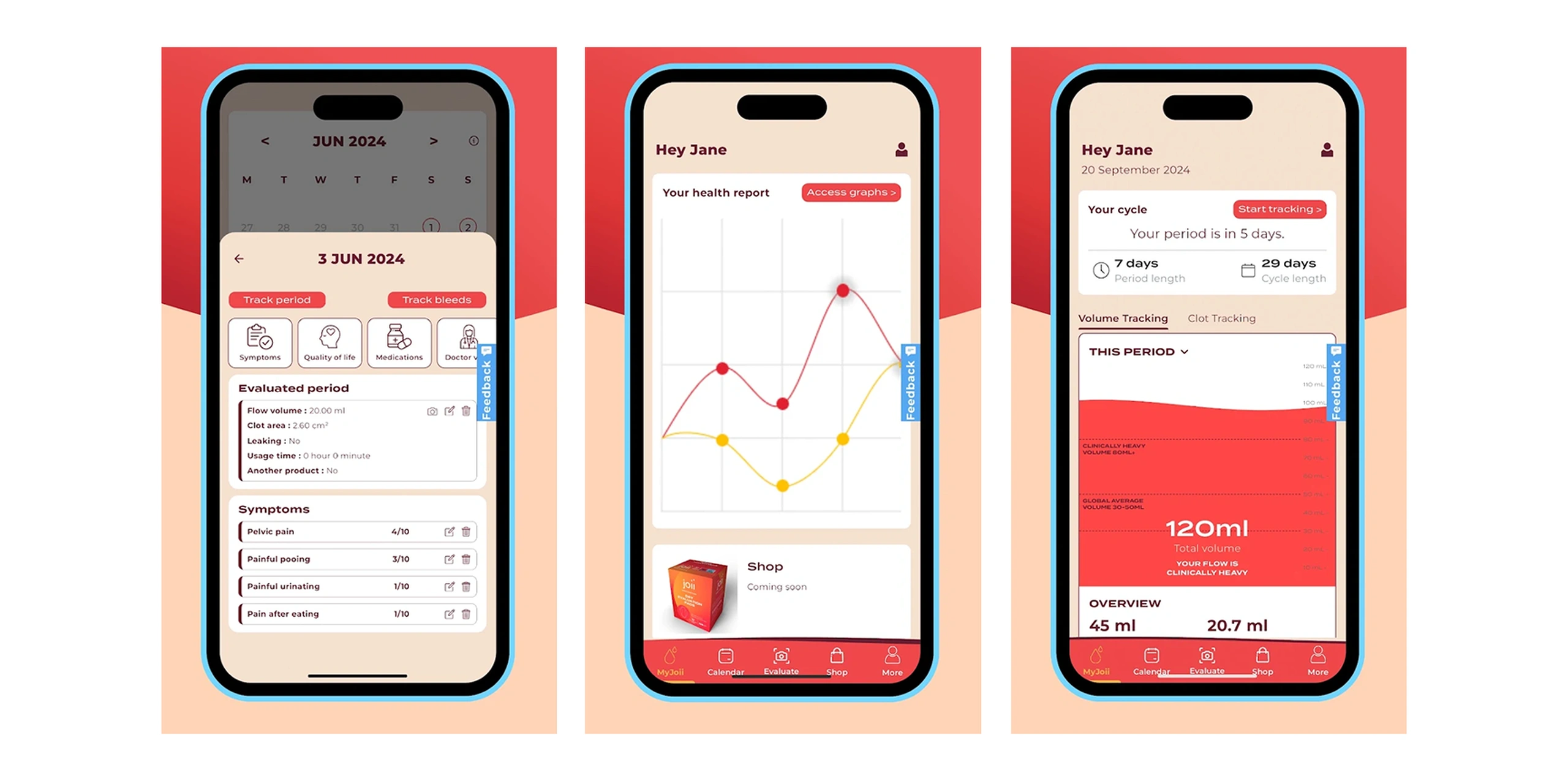 Joii app for menstrual health screenshot