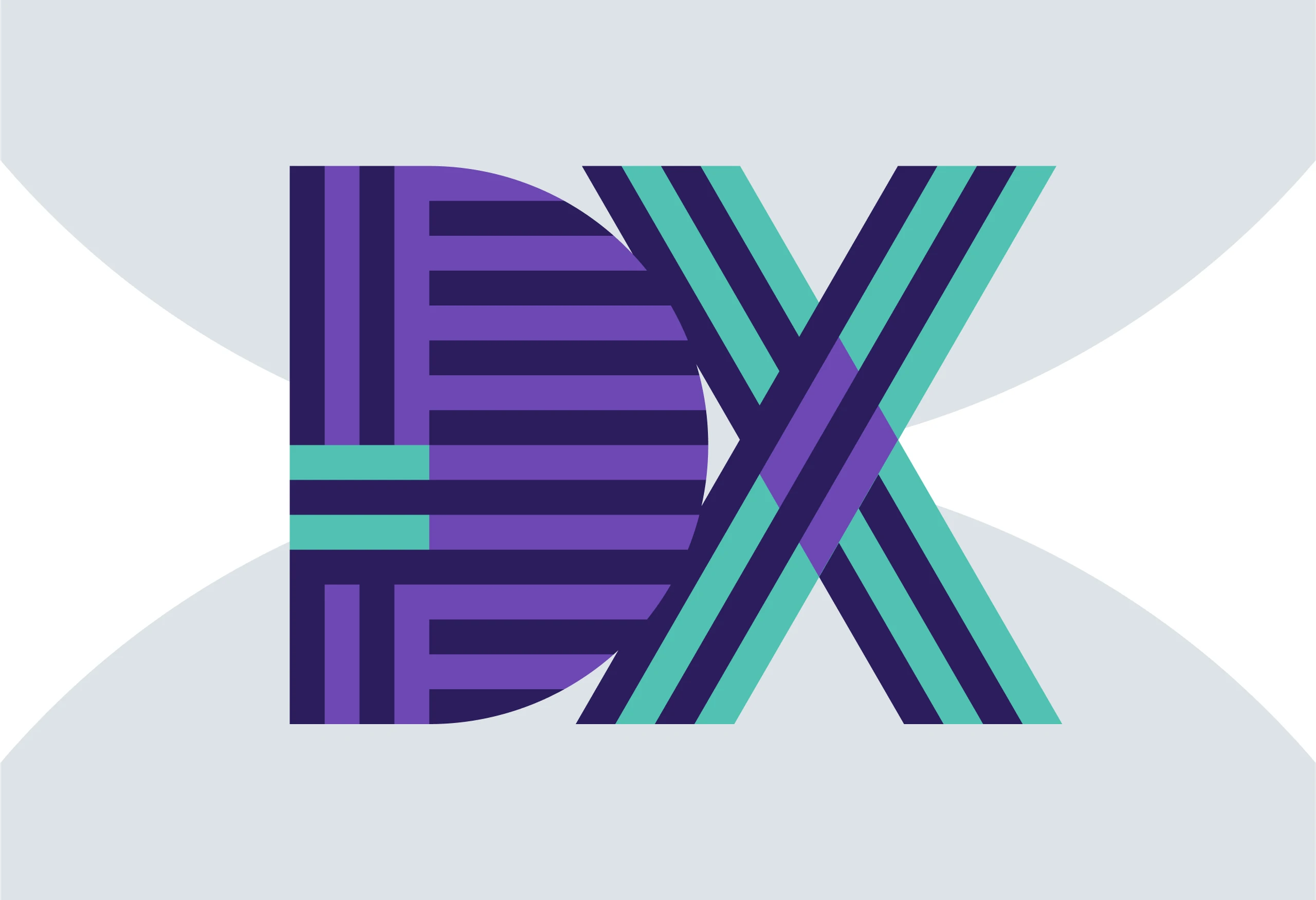 Minimalist graphic that shows stylized letters DX in the middle to signify developer experience.