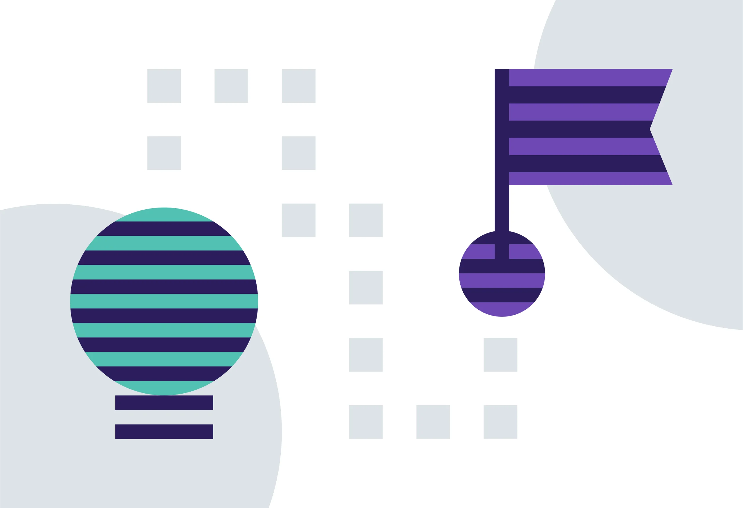 Abstract illustration showing starting and finishing points to represent the software development lifecycle.
