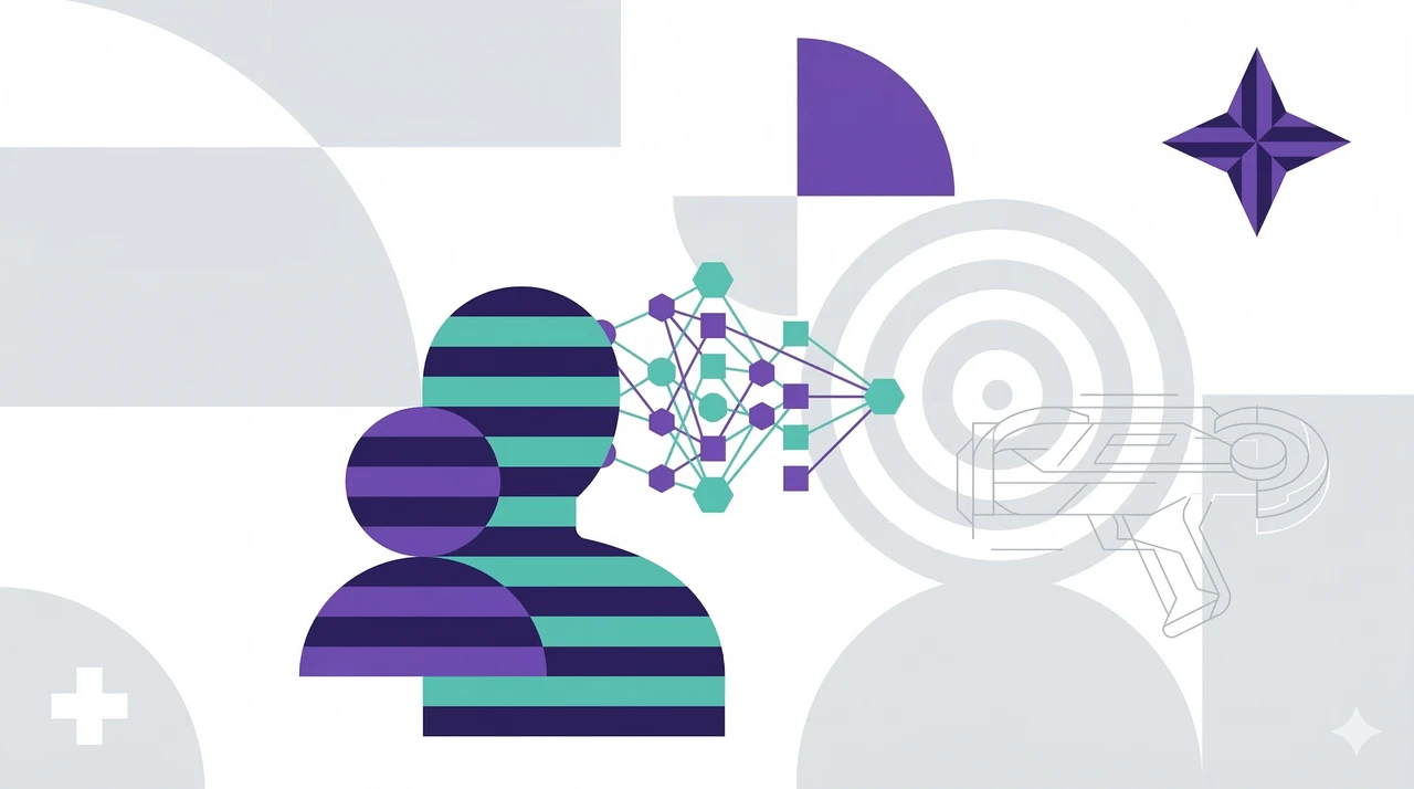 Minimalist, abstract illustration of the topic of Product Design in the AI era.