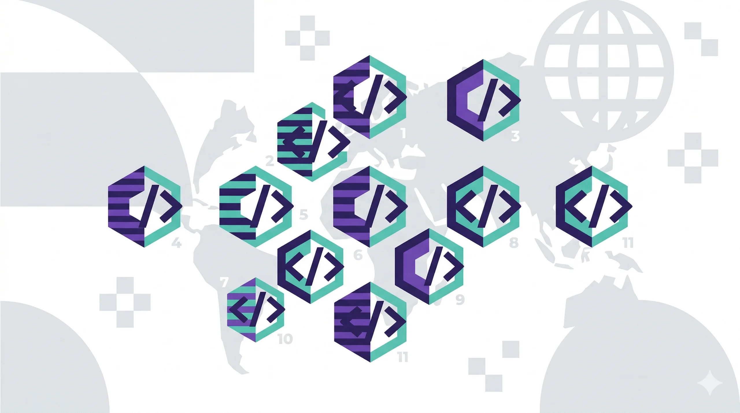 Minimalistic and abstract visualization of the topic of top offshore software development companies.