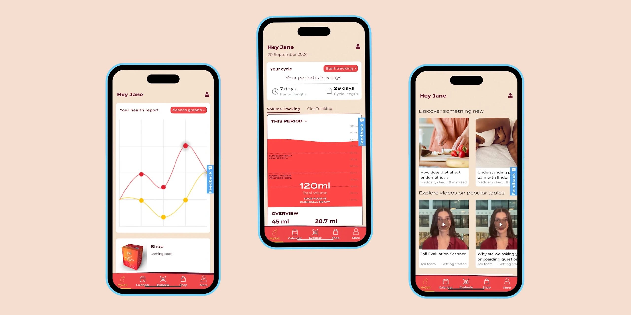 Joii app for menstrual health screenshot
