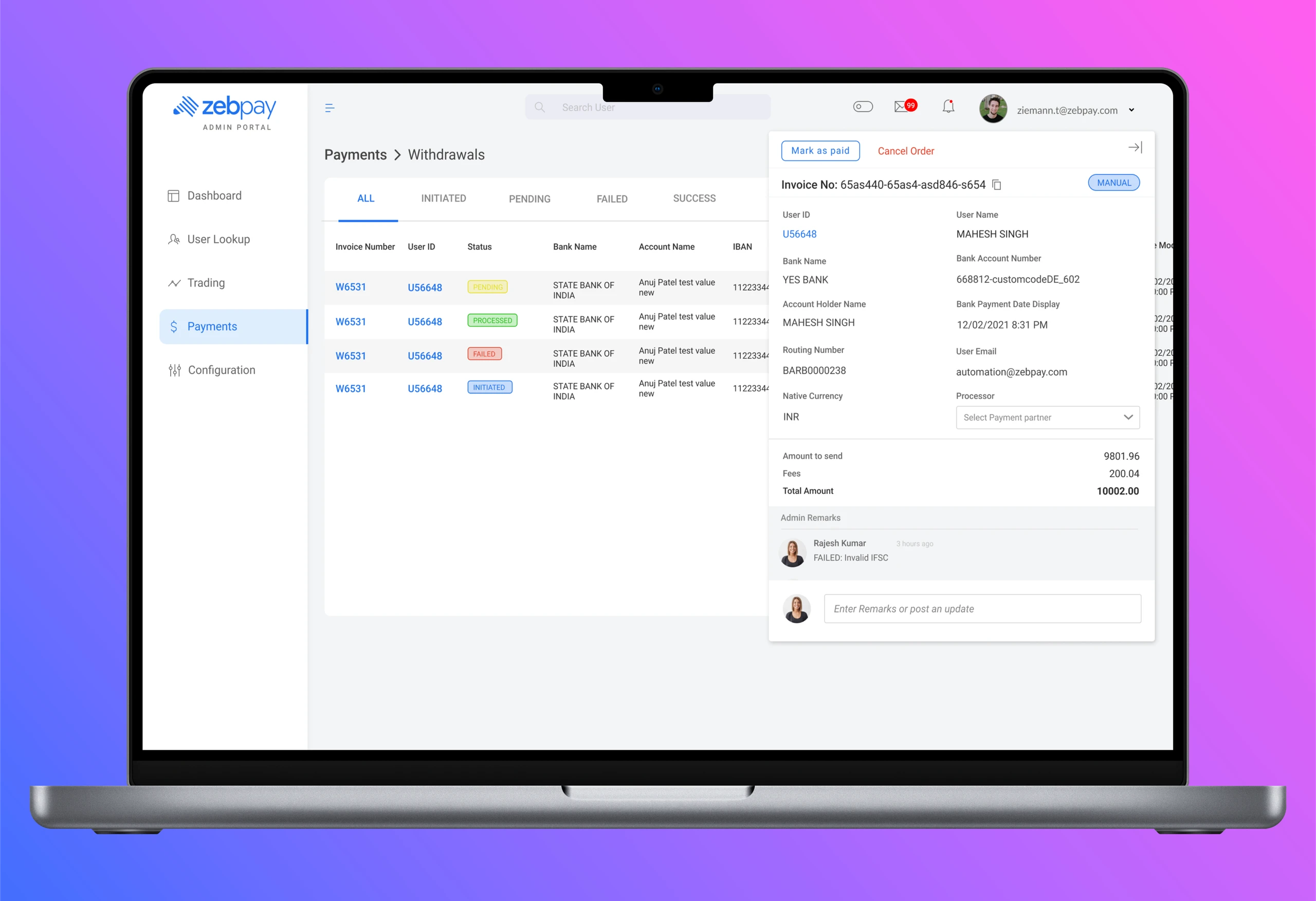 zebpay application screenshot