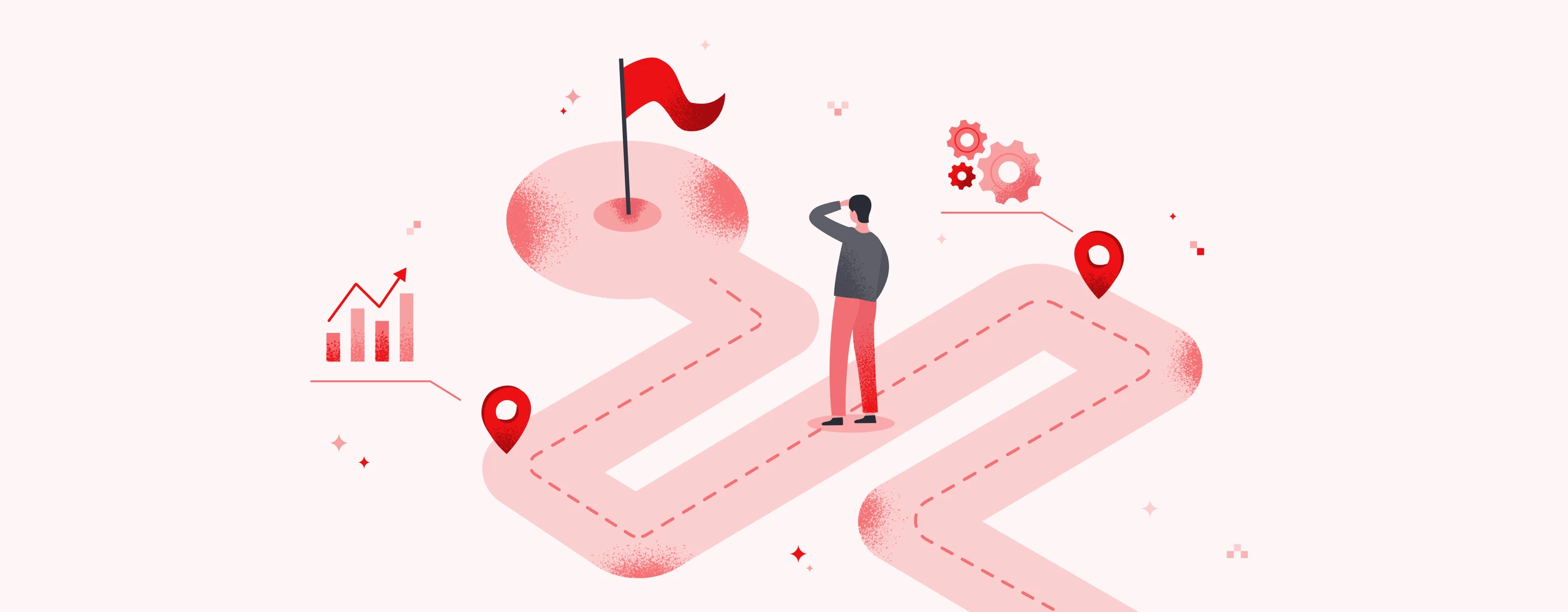 An illustration of a person standing at the crossroads