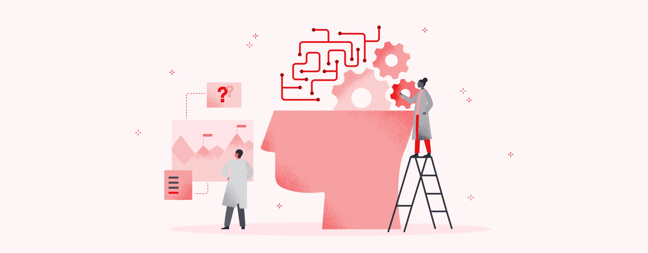 A open head with technology inside of it - symbolizing what generative AI is. 