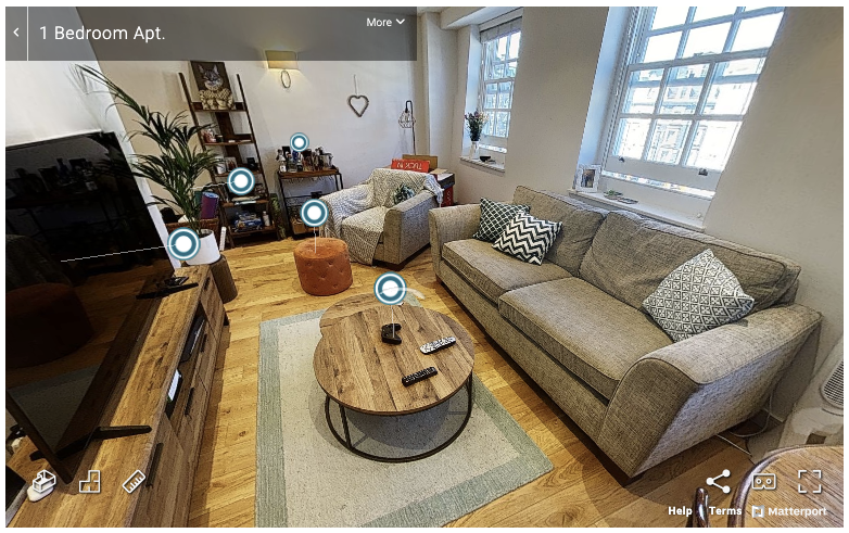 a screenshot from a virtual property tool - Matterport