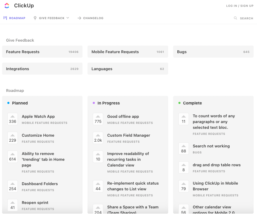 click up dashboard