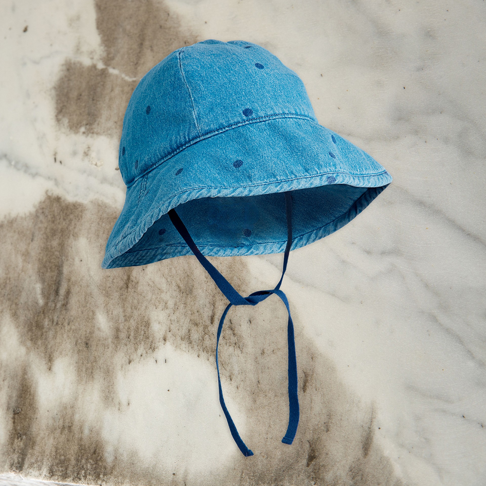 Image of Denim dots sun hat from Mini Rodini