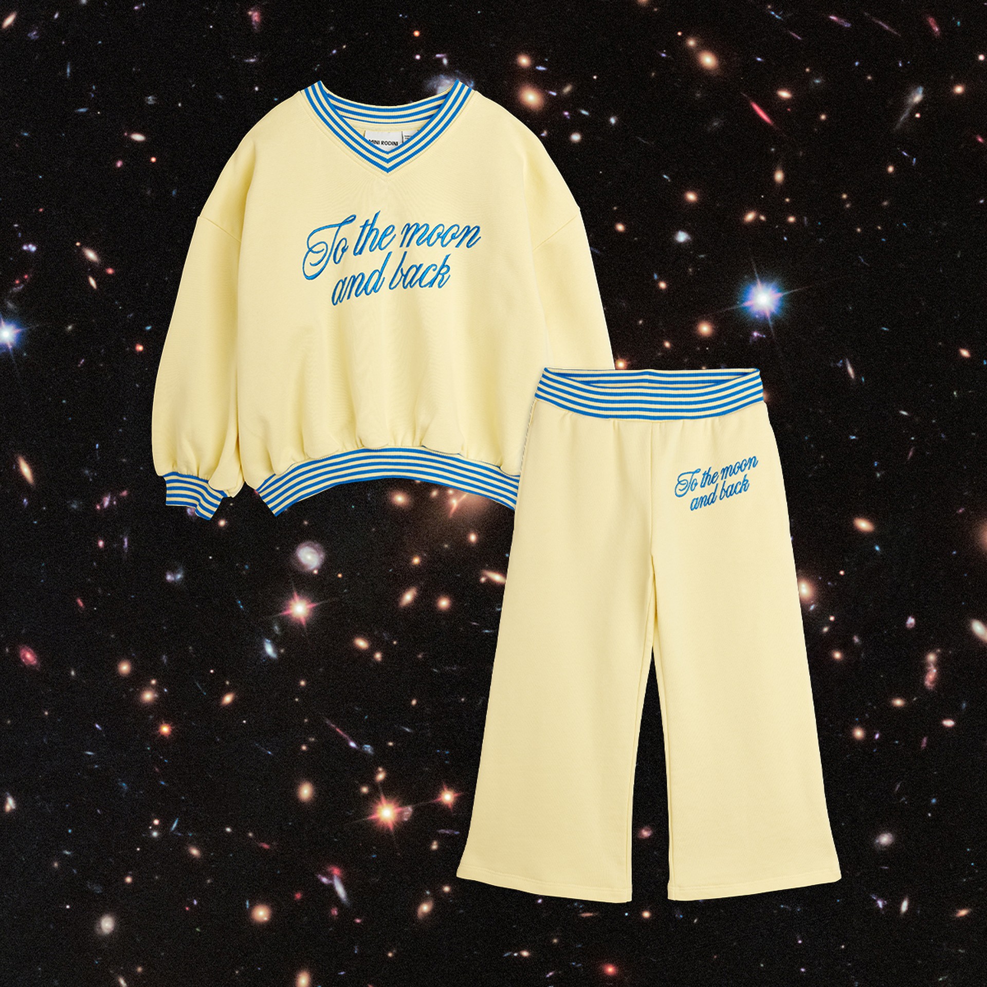 Image of To the moon and back sweat set from Mini Rodini Alien Affairs collection