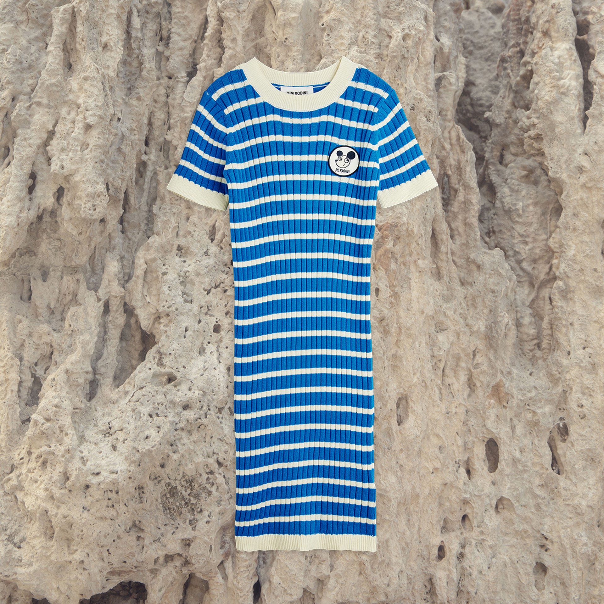 Ritzratz patch ribbed knitted stripe dress from Mini Rodini
