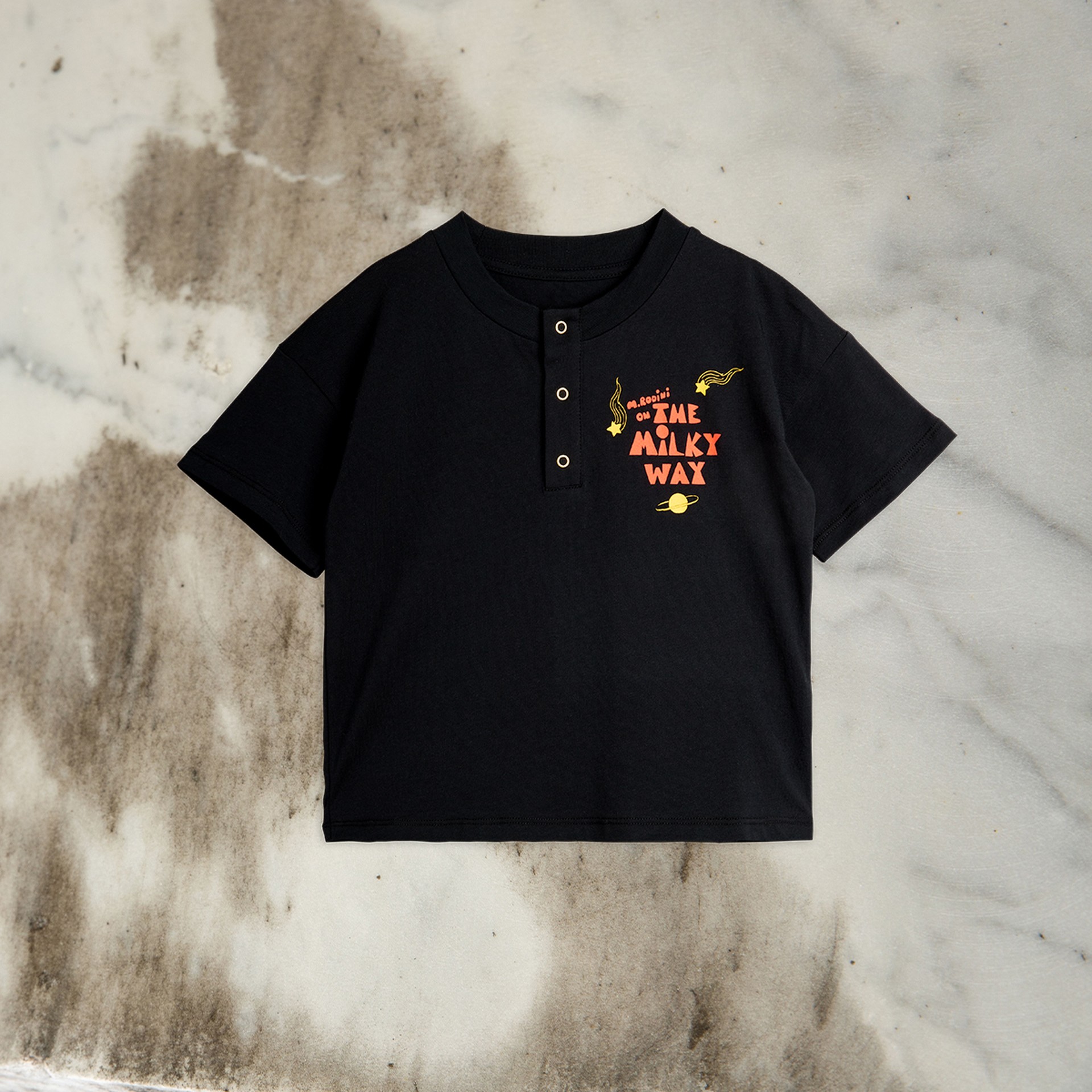 Image of The Milky Way Gradpa T-Shirt in black from Mini Rodini Alien Affairs collection