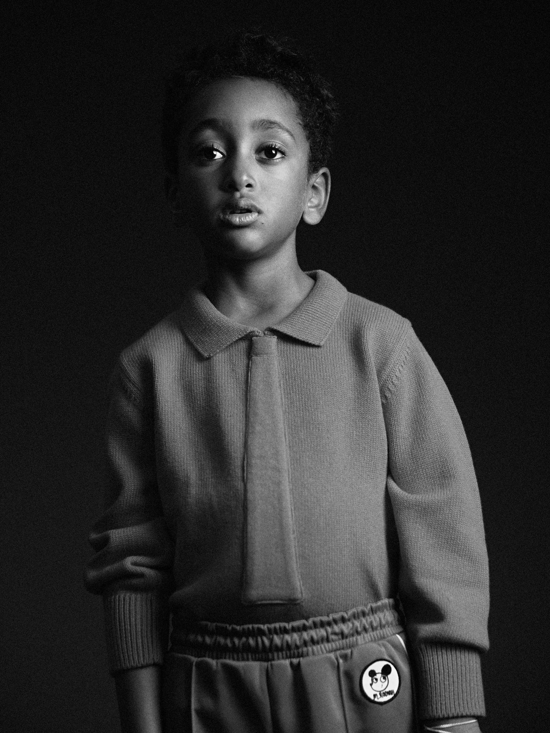 Boy wearing Knitted tie sweater from Mini Rodini Digging deep collection