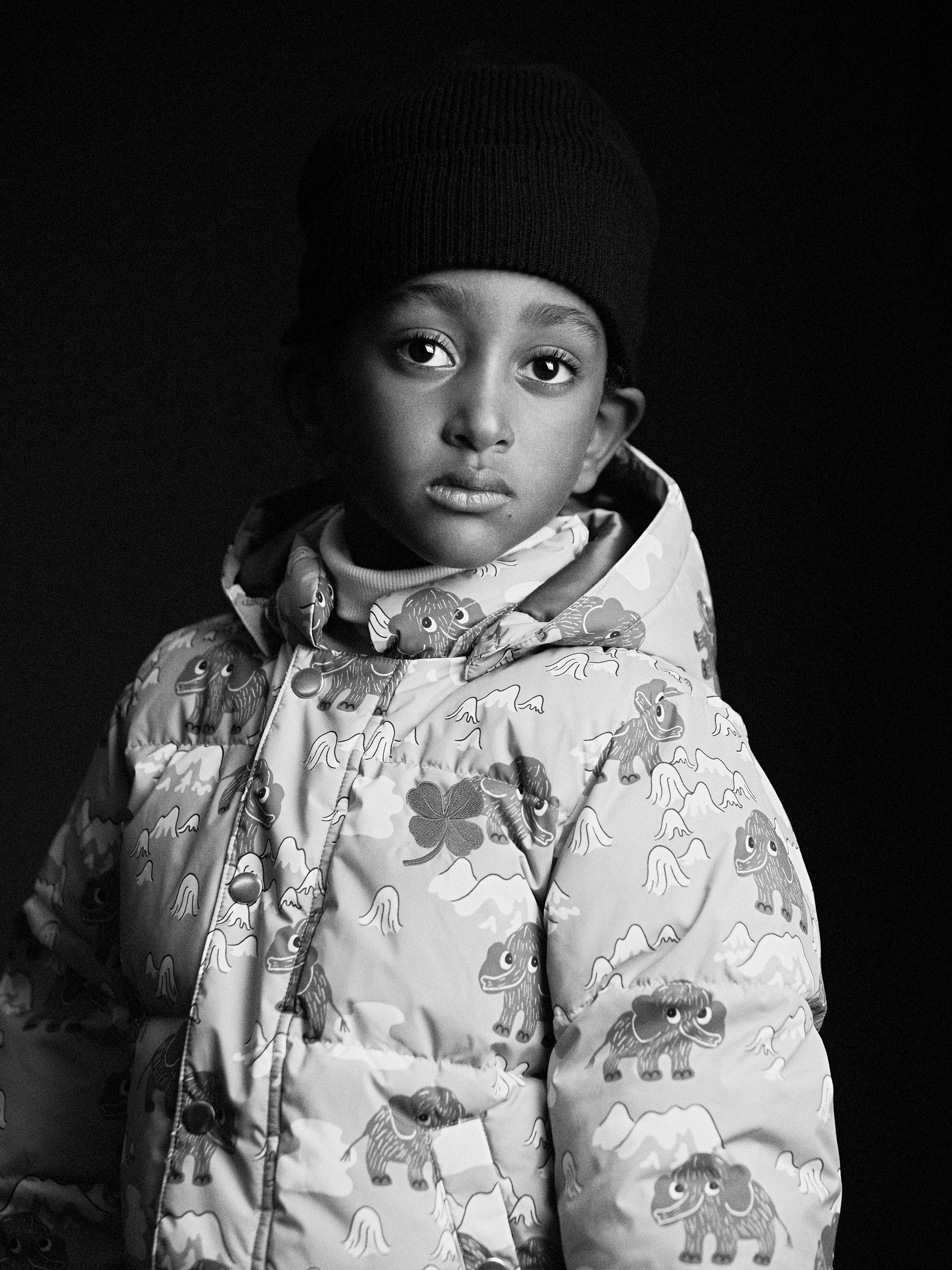 Boy wearing Mammoth Puffer jacket from Mini Rodini