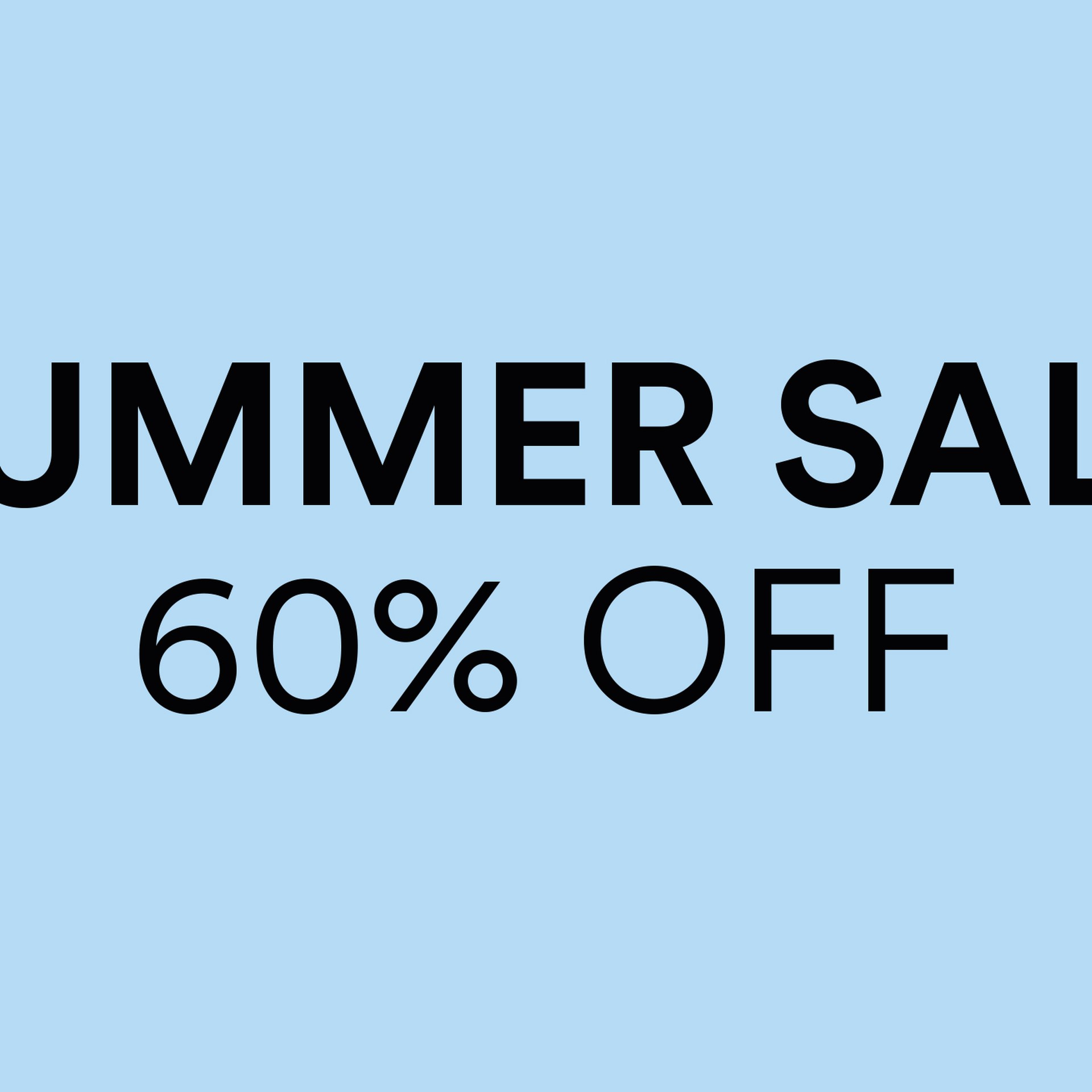 Text on blue background reads "Summer Sale 60% Off" in black font.