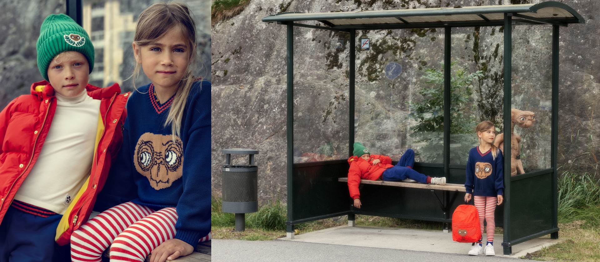 Kids wearing Mini Rodini x E.T collection