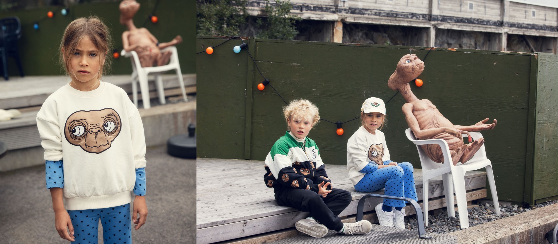 Kids wearing Mini Rodini x E.T collection