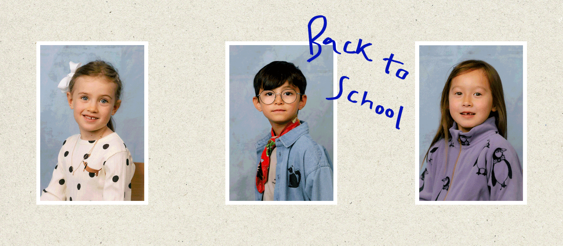 Flipping image of kid wearing back to school outfit from Mini Rodini